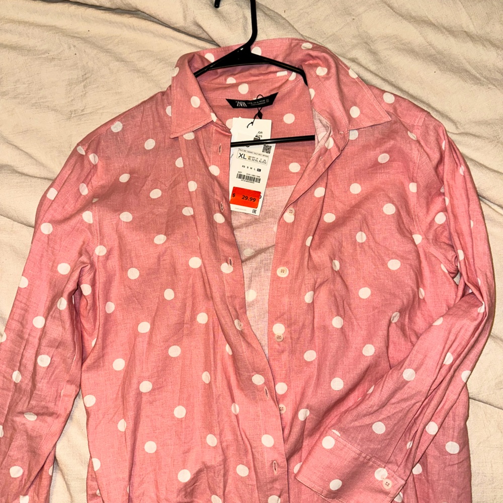 Zara Polka Dot Pink Blouse